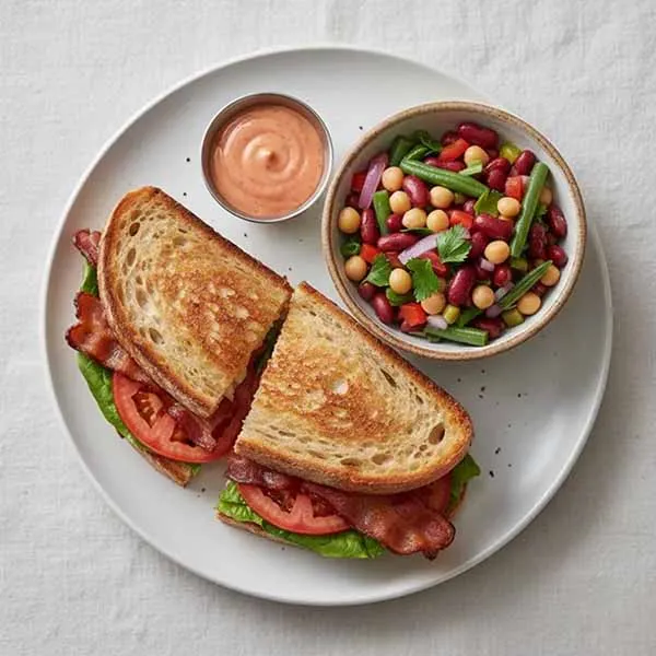 Classic Blt Sandwich With Cocktail Sauce & Bean House Salad